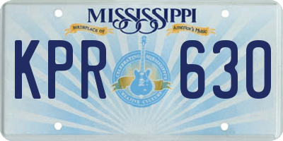 MS license plate KPR630