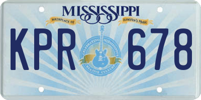 MS license plate KPR678