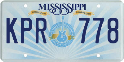MS license plate KPR778