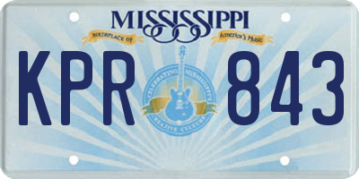 MS license plate KPR843
