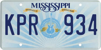 MS license plate KPR934