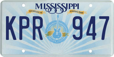 MS license plate KPR947
