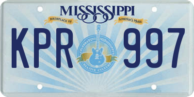 MS license plate KPR997