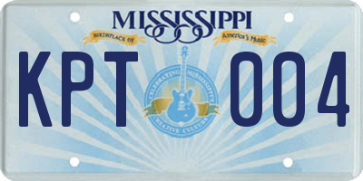 MS license plate KPT004