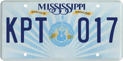 MS license plate KPT017