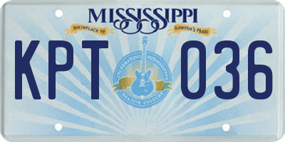 MS license plate KPT036