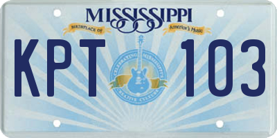 MS license plate KPT103