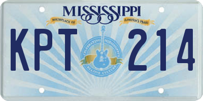 MS license plate KPT214