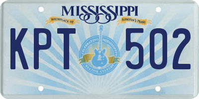 MS license plate KPT502
