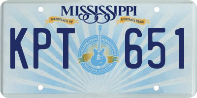 MS license plate KPT651