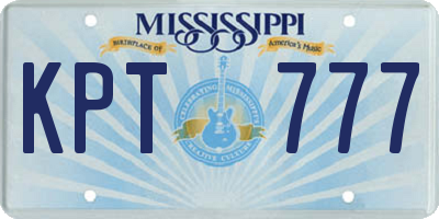 MS license plate KPT777