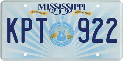MS license plate KPT922