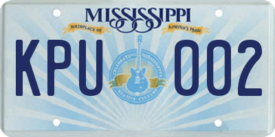 MS license plate KPU002