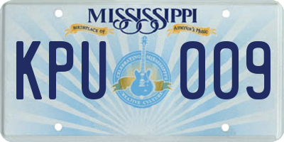 MS license plate KPU009