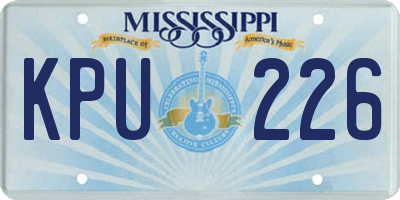 MS license plate KPU226