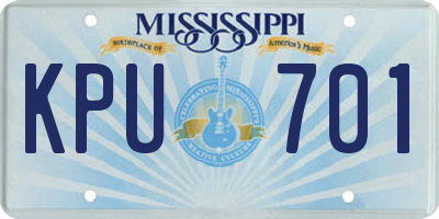 MS license plate KPU701