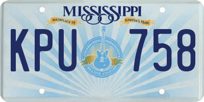 MS license plate KPU758