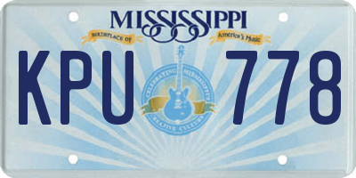 MS license plate KPU778