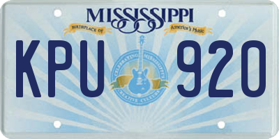 MS license plate KPU920