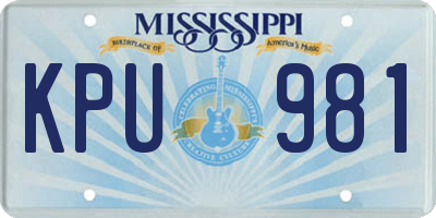 MS license plate KPU981
