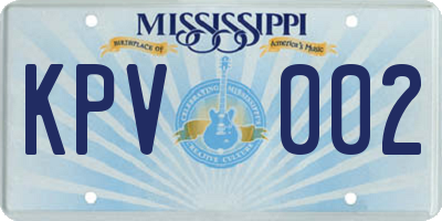 MS license plate KPV002