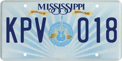 MS license plate KPV018