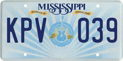 MS license plate KPV039
