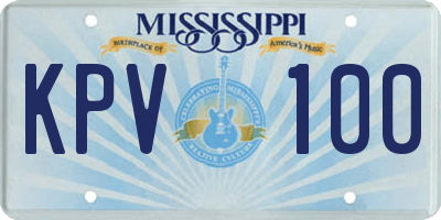 MS license plate KPV100