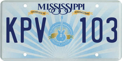 MS license plate KPV103