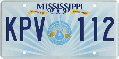 MS license plate KPV112