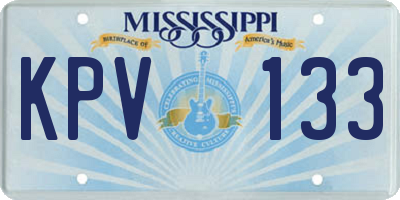 MS license plate KPV133