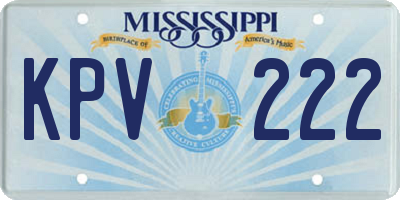 MS license plate KPV222