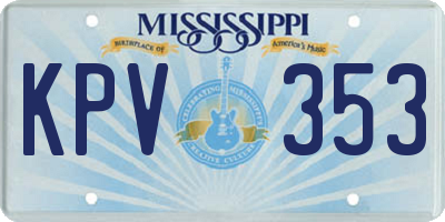 MS license plate KPV353