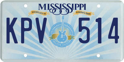 MS license plate KPV514