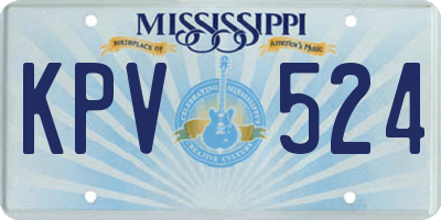 MS license plate KPV524