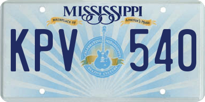 MS license plate KPV540