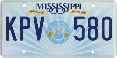 MS license plate KPV580