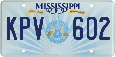 MS license plate KPV602
