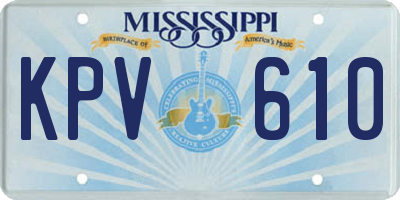 MS license plate KPV610