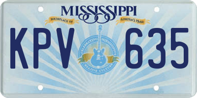 MS license plate KPV635