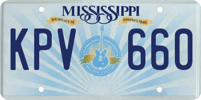 MS license plate KPV660