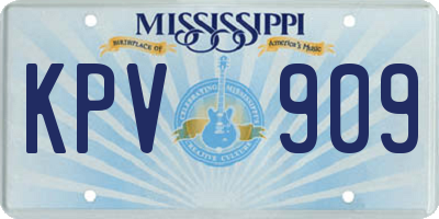 MS license plate KPV909