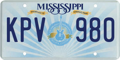 MS license plate KPV980