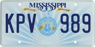 MS license plate KPV989
