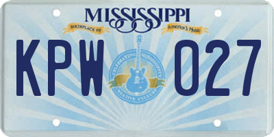 MS license plate KPW027