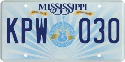 MS license plate KPW030