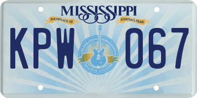 MS license plate KPW067