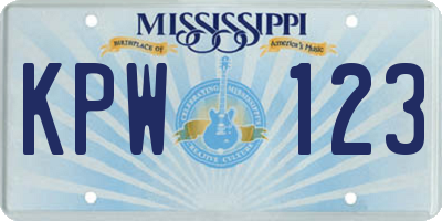 MS license plate KPW123