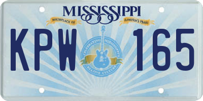 MS license plate KPW165