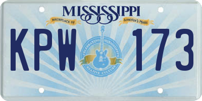MS license plate KPW173